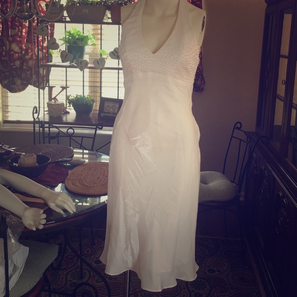 satin white dress halter made Size 9/10 w lining