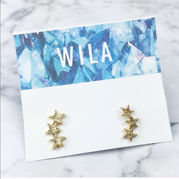Star spangle ear climber earrings