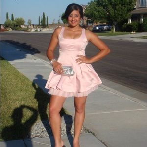 Cute Light pink silk dress with Lace at the bottom