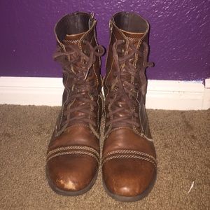 brown combat boots