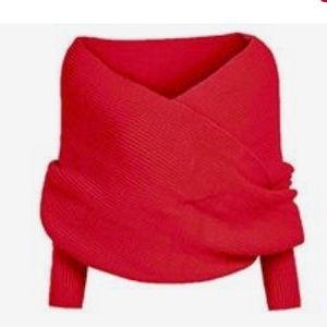 SheIn red wrap sweater one size