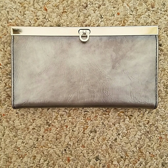 Classy gunmetal-color (dark silver) wallet/clutch