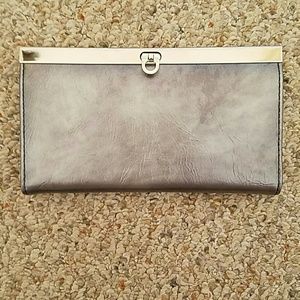 Classy gunmetal-color (dark silver) wallet/clutch