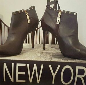 Schutz gold rhinestone bootie