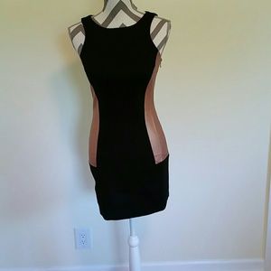 BCBG Dress Size S Black with Metallic Beige Sides