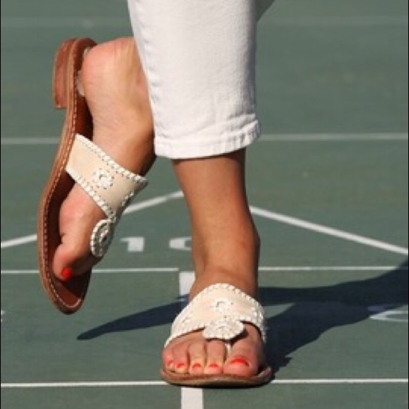 Tan and White Jack Roger Sandals
