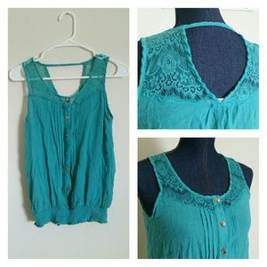 *SOLD* MINE Brand Teal Button Down Tank