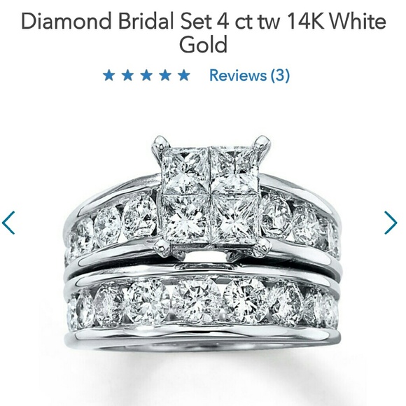 Diamond Bridal set 4ct tw 14k white gold