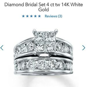 Diamond Bridal set 4ct tw 14k white gold