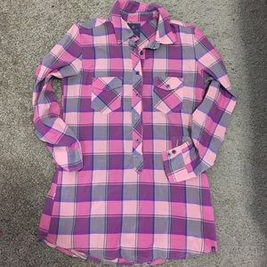Pink plaid long sleeve top