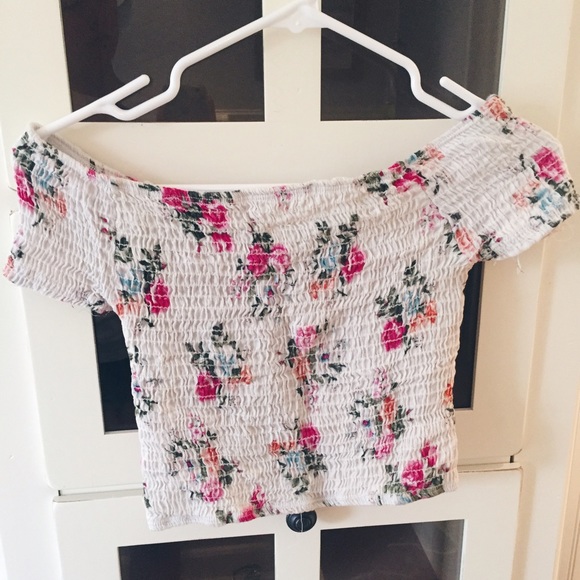Floral off the shoulder brandy top