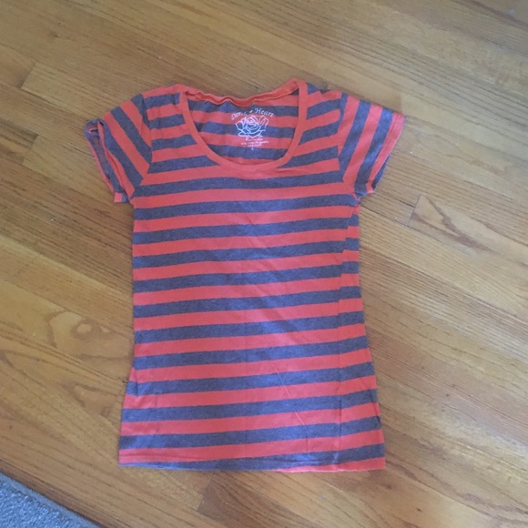 Orange and grey striped shirt