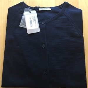 Bottega Veneta navy blue wool cardigan