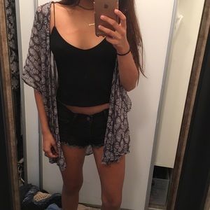 Blue and white paisley kimono