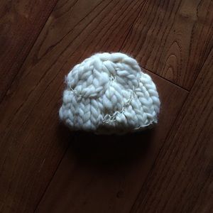Newborn baby hat in off white for photography prop