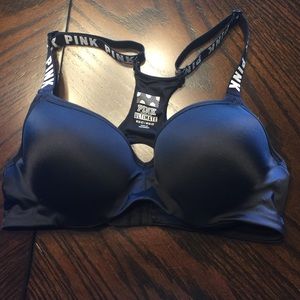 Pink push-up sports bra