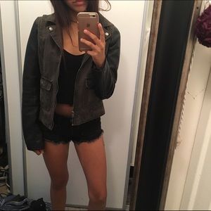 Leather/dark green jacket