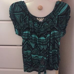 Black and Turquoise Top