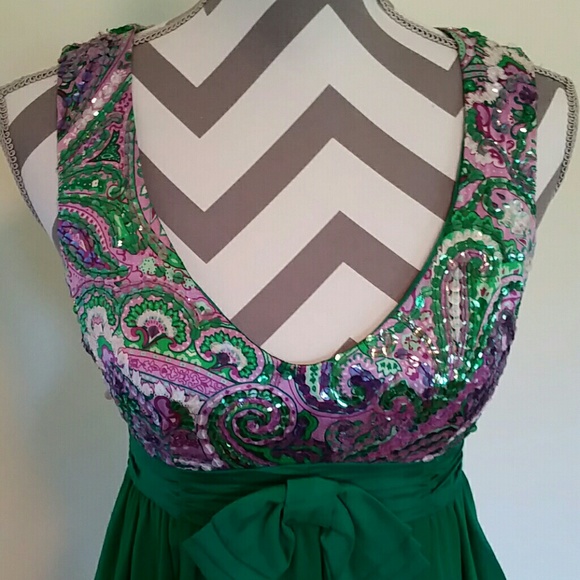 NANETTE LEPORE Coctail Dress Size 2 Green & Purple - Picture 2 of 4