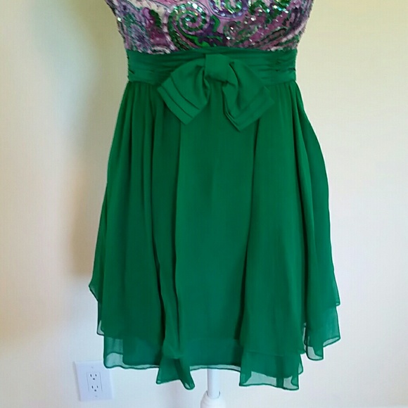 NANETTE LEPORE Coctail Dress Size 2 Green & Purple - Picture 3 of 4