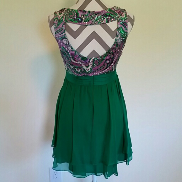 NANETTE LEPORE Coctail Dress Size 2 Green & Purple - Picture 4 of 4