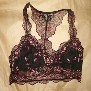 Unworn sexy black & pink lace bralette