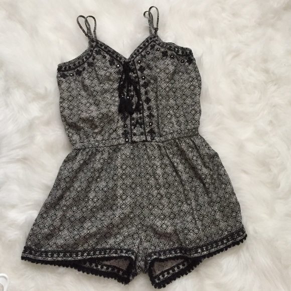 Black and white patterned Romper