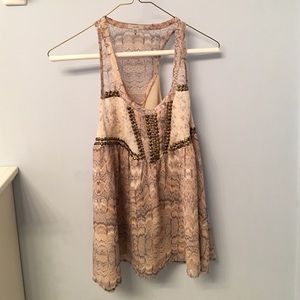 Snake printed and studded ecoté top.
