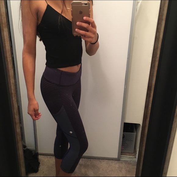 Lulu lemon purple and black striped cropped
