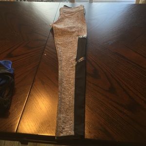 Pink gray leggings with mesh