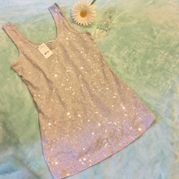 Brand new Express grey sequin tank top