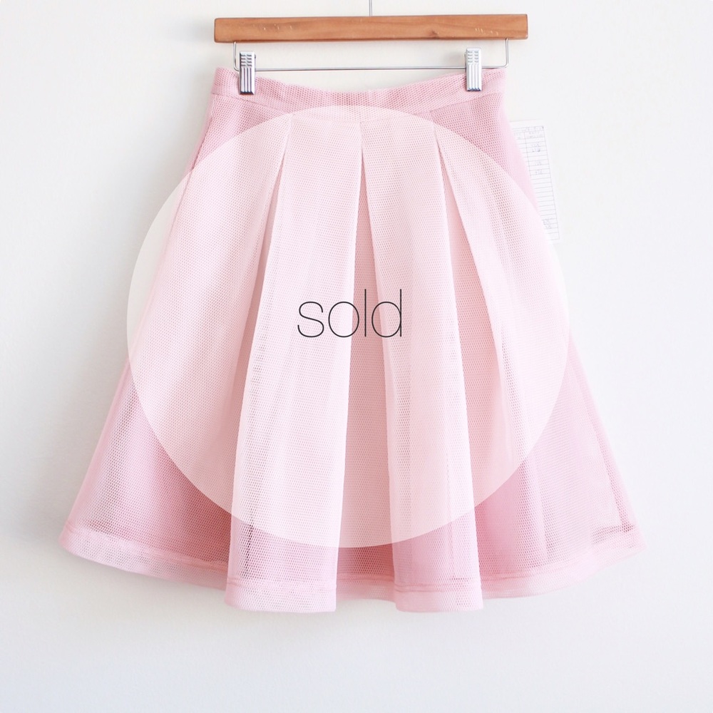 | SOLD | Flare Pink Midi Skirt - Picture 1 of 4