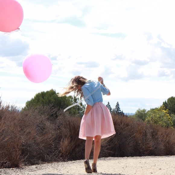 | SOLD | Flare Pink Midi Skirt - Picture 3 of 4