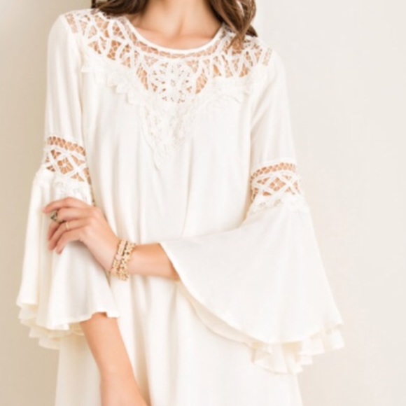 LAST One:Small Wine Bell Sleeved Dress - Picture 2 of 4