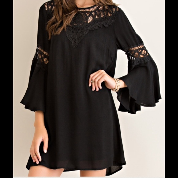 LAST One:Small Wine Bell Sleeved Dress - Picture 3 of 4