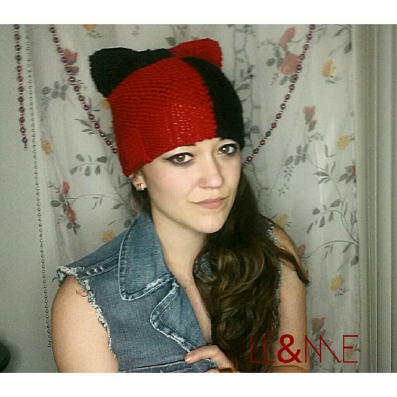 Harley Quinn cat ear beanie
