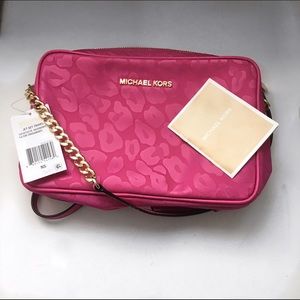 AUTHENTIC MK leopard-print nylon cross body