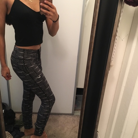 Black and white polka dot leggings