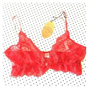 Only Hearts "So Fine" Red Lace Bralette, L