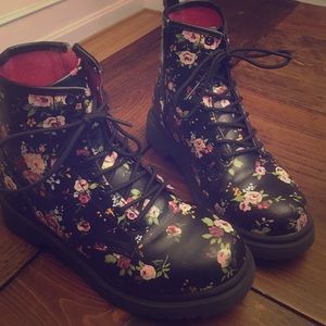 Size 2 Floral Girls Combat Boots