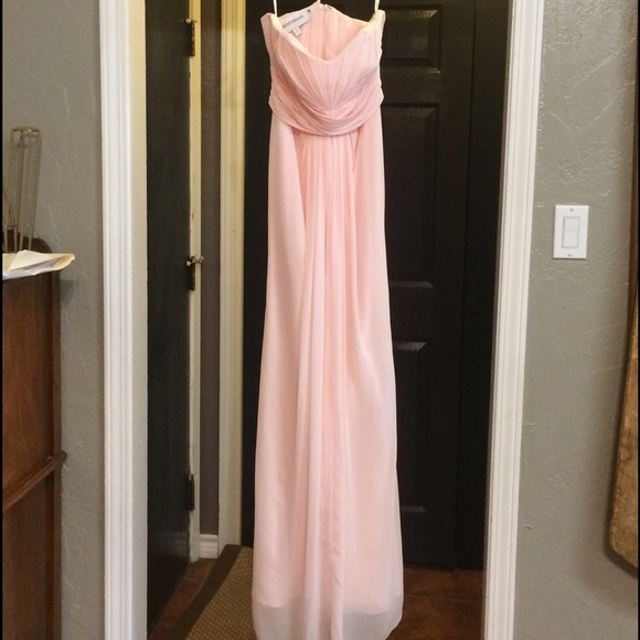 David's Bridal petal full length strapless dress