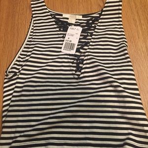 Black and white striped crop top