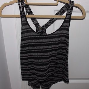 striped cropped tank top with braided straps