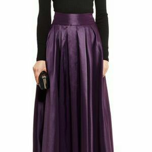 GRACIA Purple long satin belted skirt