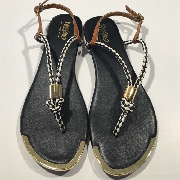 Gently Used Black and White Sandals Size 6
