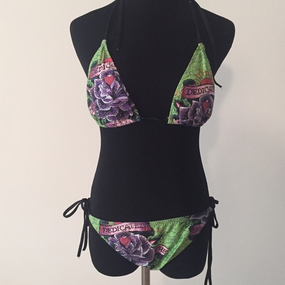 Ed hardy rhinestones bikini Fetish fantasy inflatable hot seat