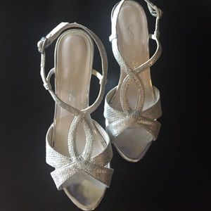 Silver shoes with a platform for added comfort