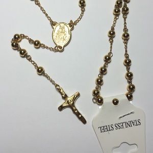 Stainless steel gold rosary