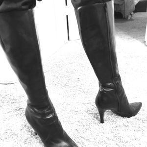 Black leather boots