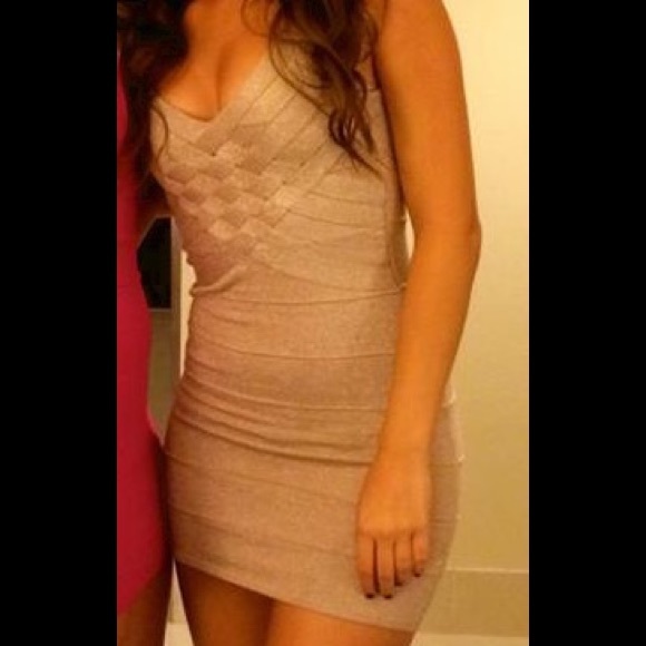 Gold shimmery bandage dress